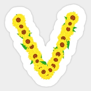 Sunflowers Initial Letter V (White Background) Sticker